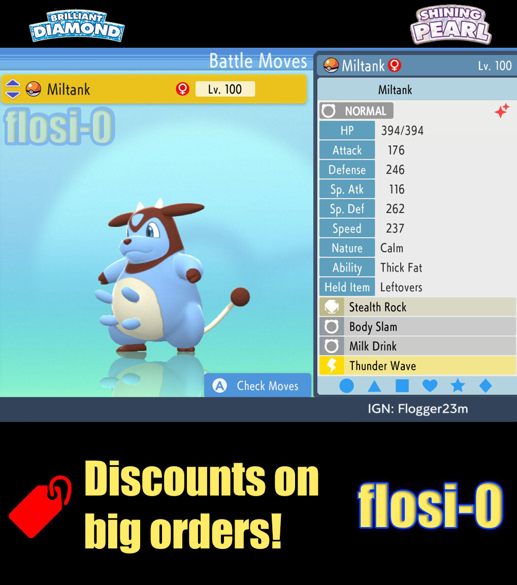 6IV Shiny Miltank Pokemon Brilliant Diamond and Shining Pearl