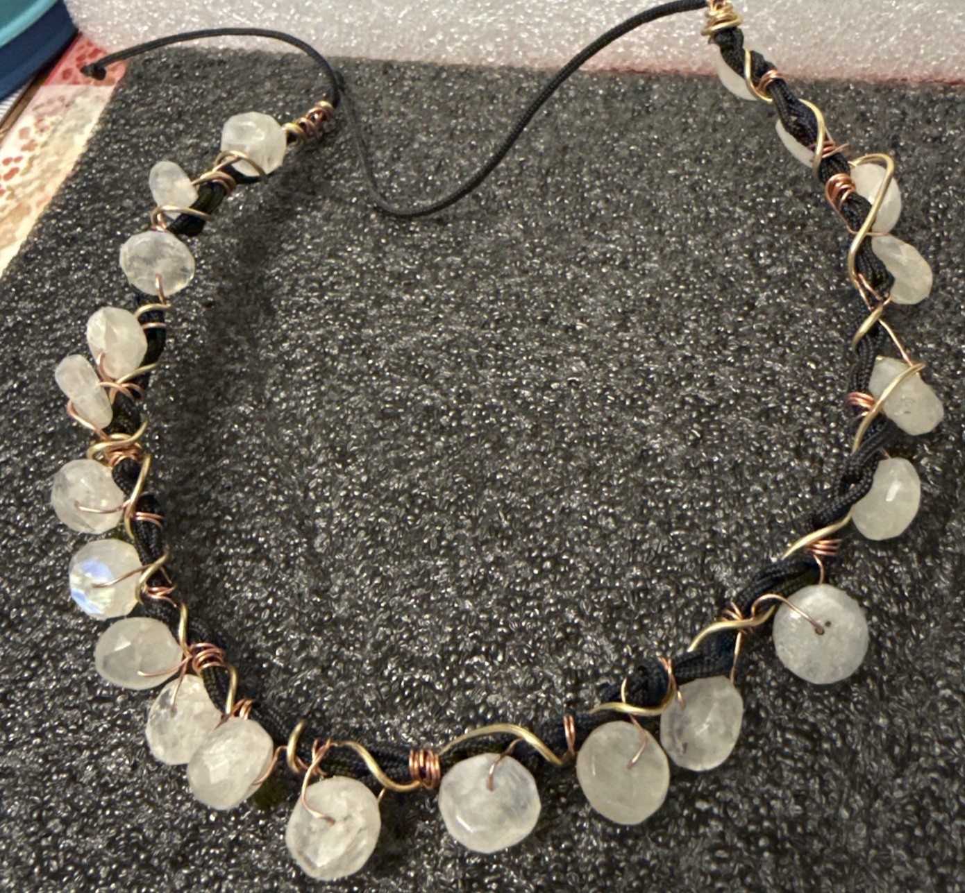 9” Armlet/bracelet, 21 Celestial Quartz Copper Wire-Wrapped