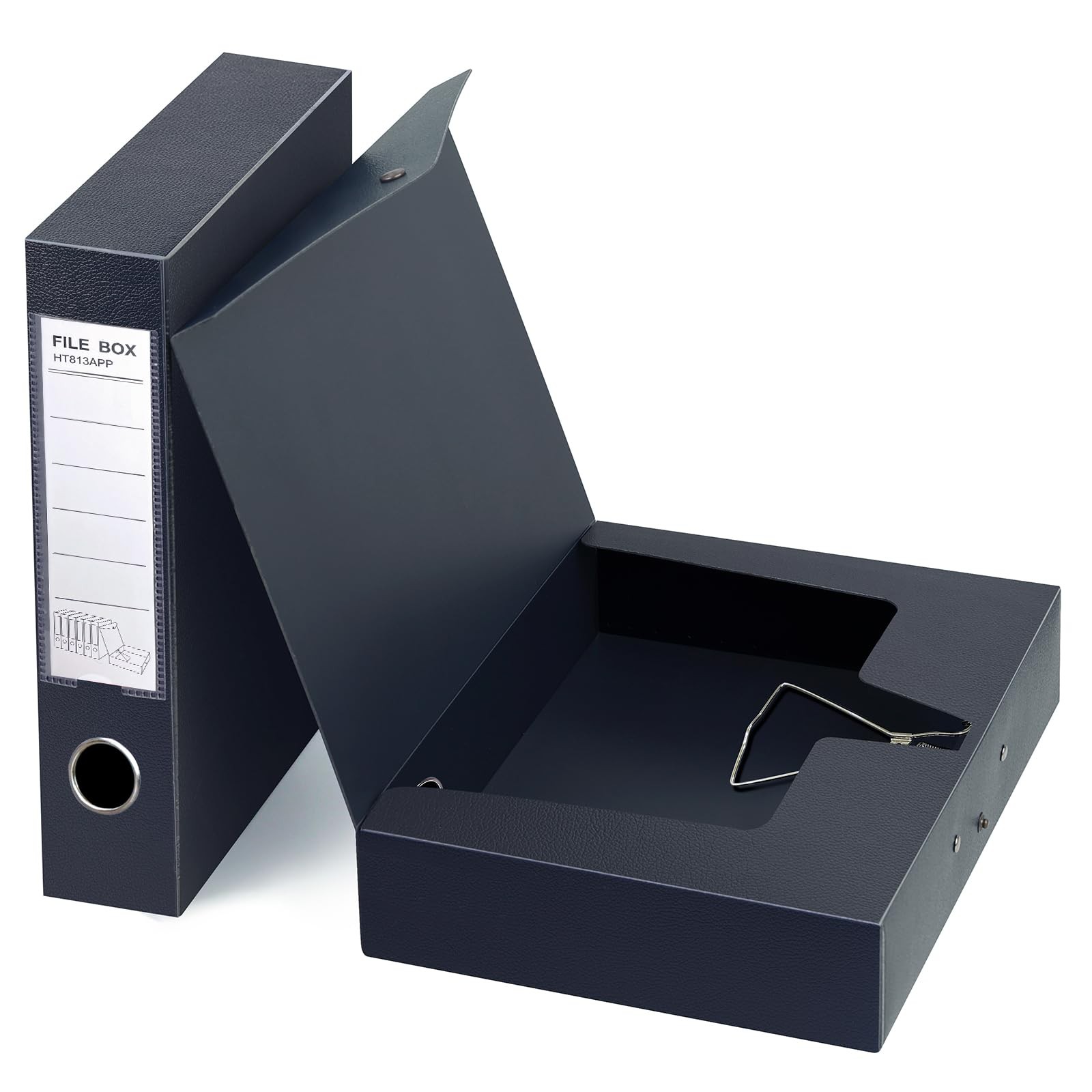 2 Pack A4 Storage File Boxes Archives Case,65mm Spine,Box File Document Stora...