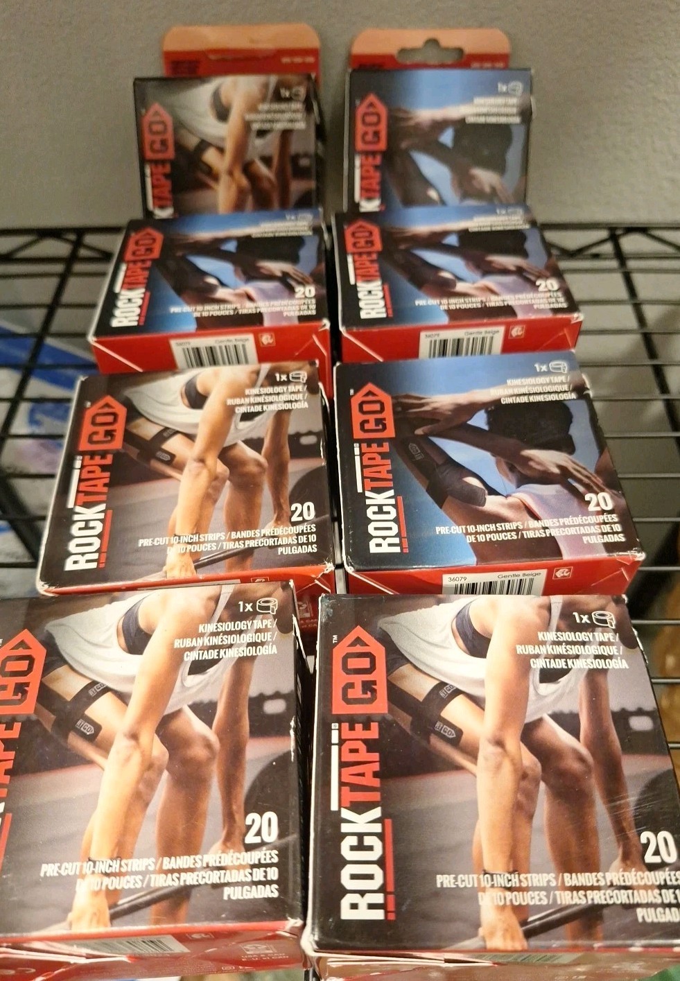 lot of 8 ROCK TAPE GO 20 Pre-cut 10-Inch Strips Kinesiology RockTape Beige Color