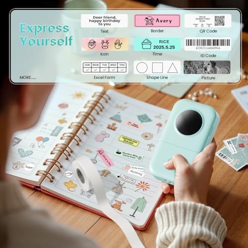 Green D30 Bluetooth Label Maker - 1 Label Tape - Portable Design