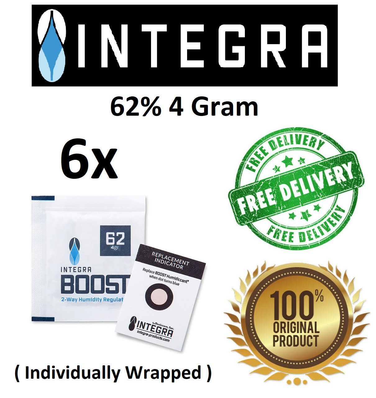 Integra Boost 62% 4 Gram with Indicator | 6x Individually Wrapped Packets!