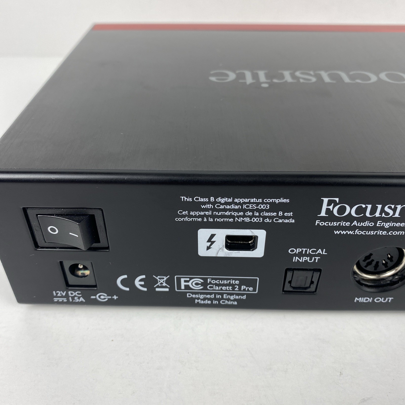 Focusrite Clarett 2Pre Thunderbolt Audio Interface Phantom Power MIDI Optical