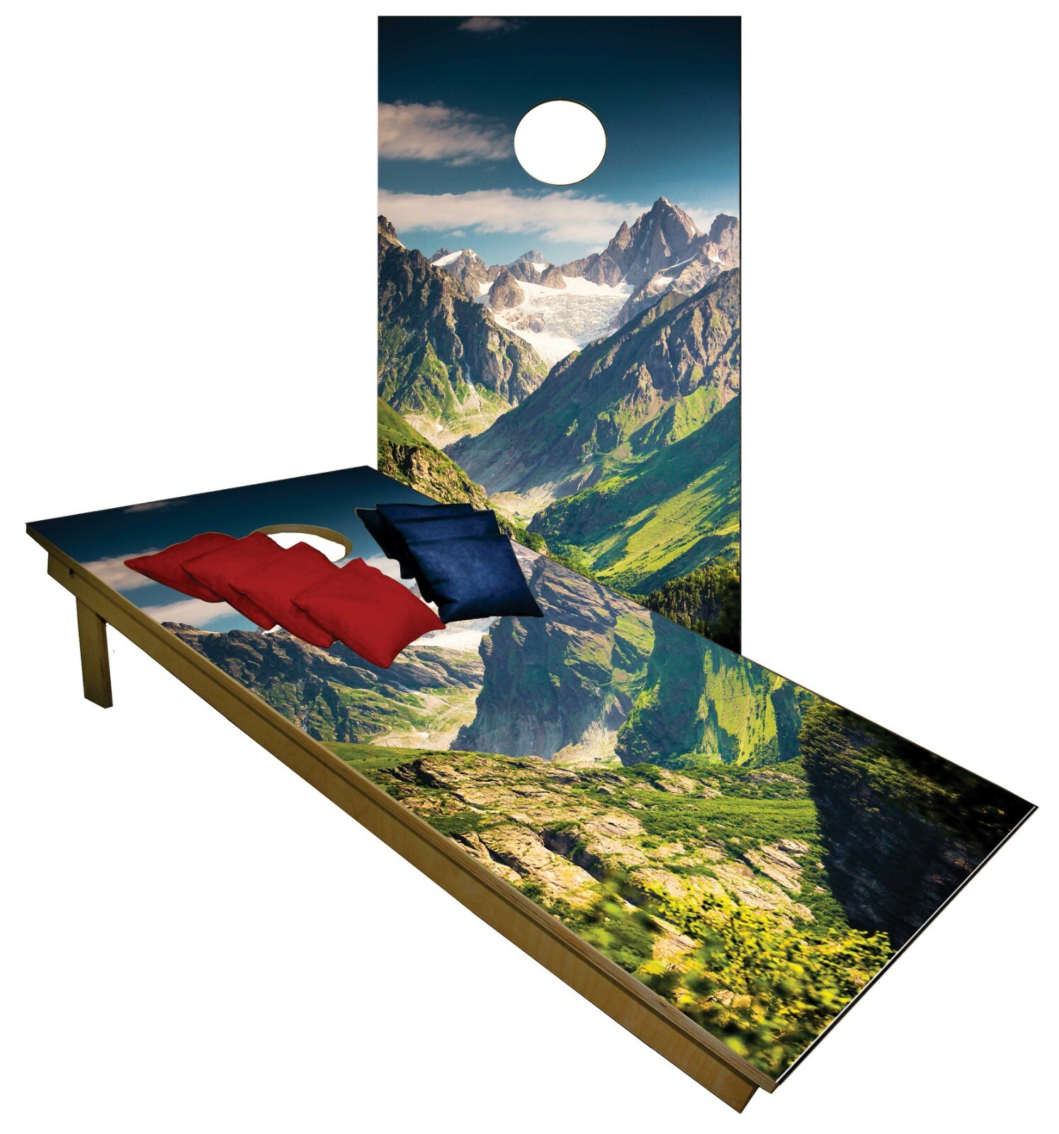 Cornhole Great Woodland Mountain Pass Boards BEANBAG TOSS GAME w Bags Set