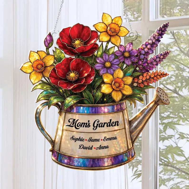 Personalized Mom Garden Suncatcher Acrylic Birth Flower Custom Gift