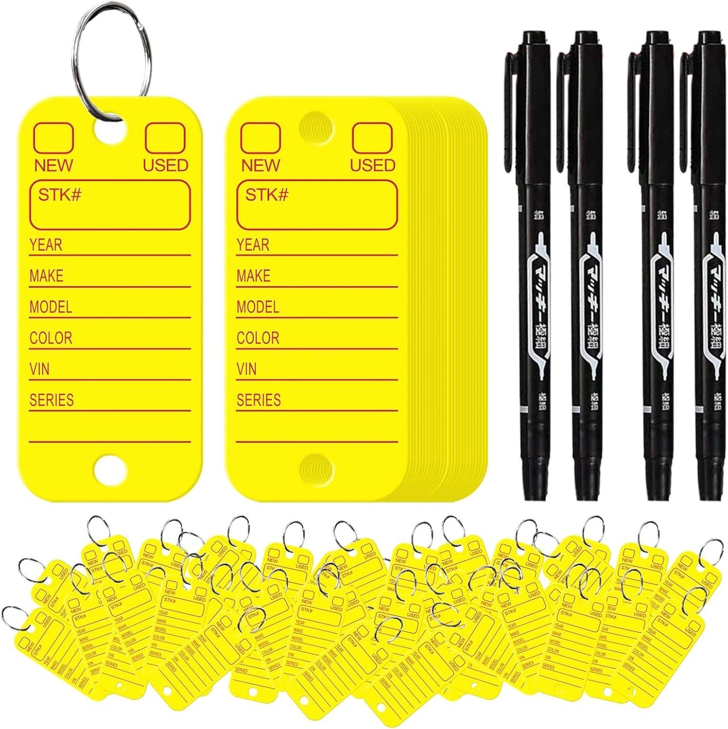 500 etiquetas de PVC con etiquetas y anillos, etiquetas para llaves de coche