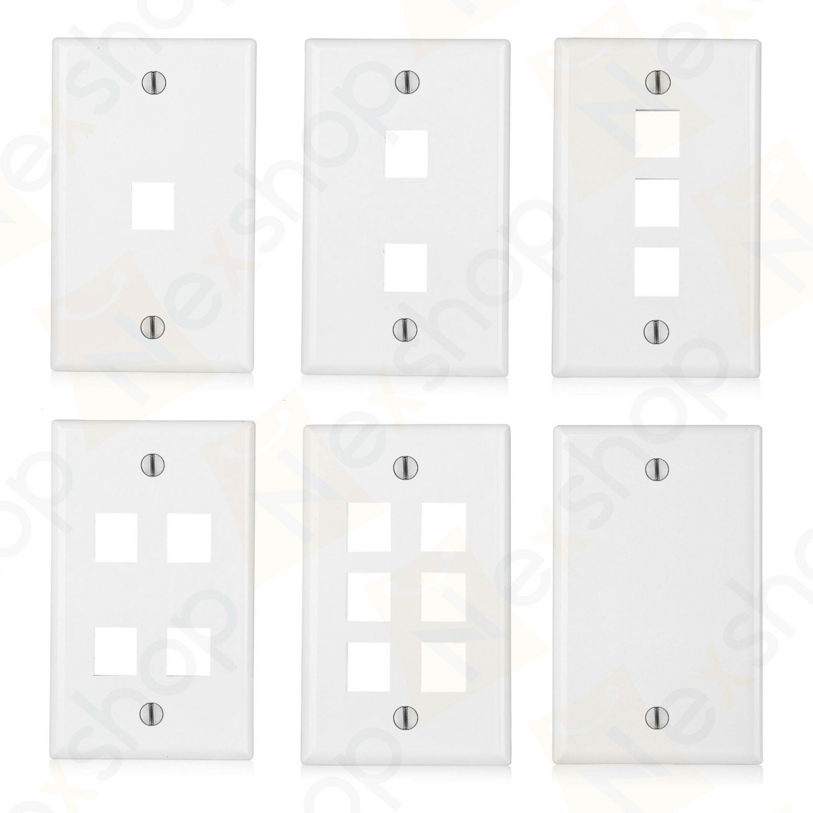 Nex Keystone Jack RJ45 CAT Network Face Plate Wall Plate - 0 1 2 3 4 6 Port