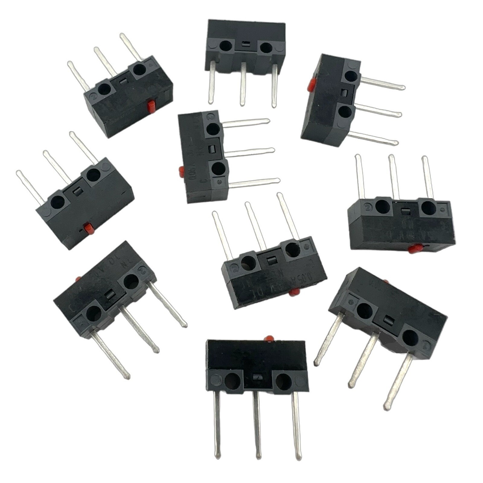 HUANO Red Dot Long-Pin 7.8mm 10M Mouse Micro-Switch 12.8x5.8x7.2mm (10 Pcs)