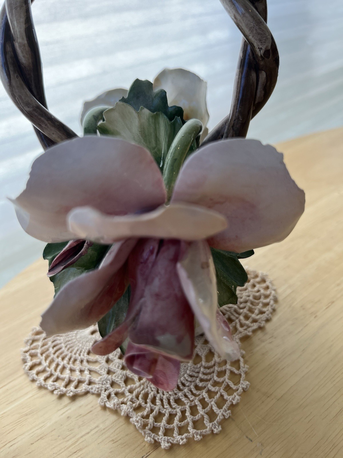 Vintage Capodimonte Floral Basket