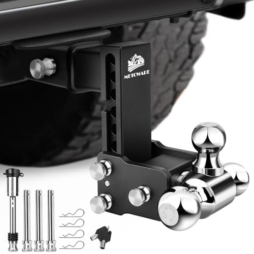Trailer Hitches, Adjustable Trailer Hitch Ball Mount 6-Inch-Drop/Rise Black