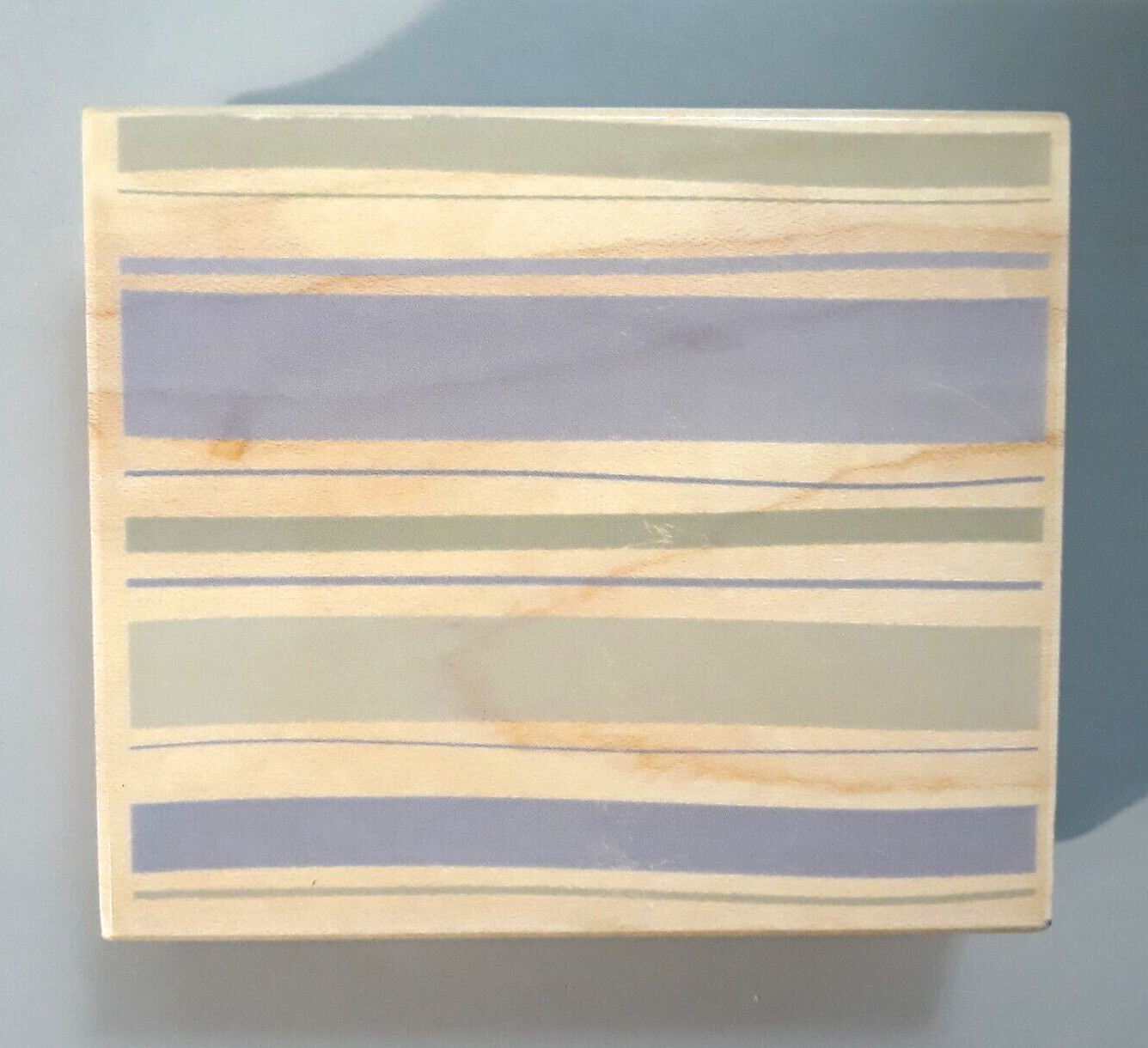 2003 HERO ARTS Wood Mounted Rubber Stamp HOLIDAY STRIPES 3.75" x 3.25"