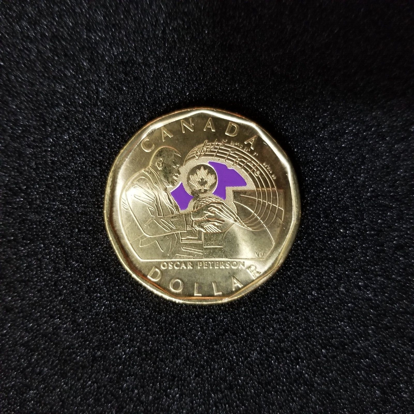 2022 CANADA Oscar Peterson Coloured 1 Dollar Loonie UNC