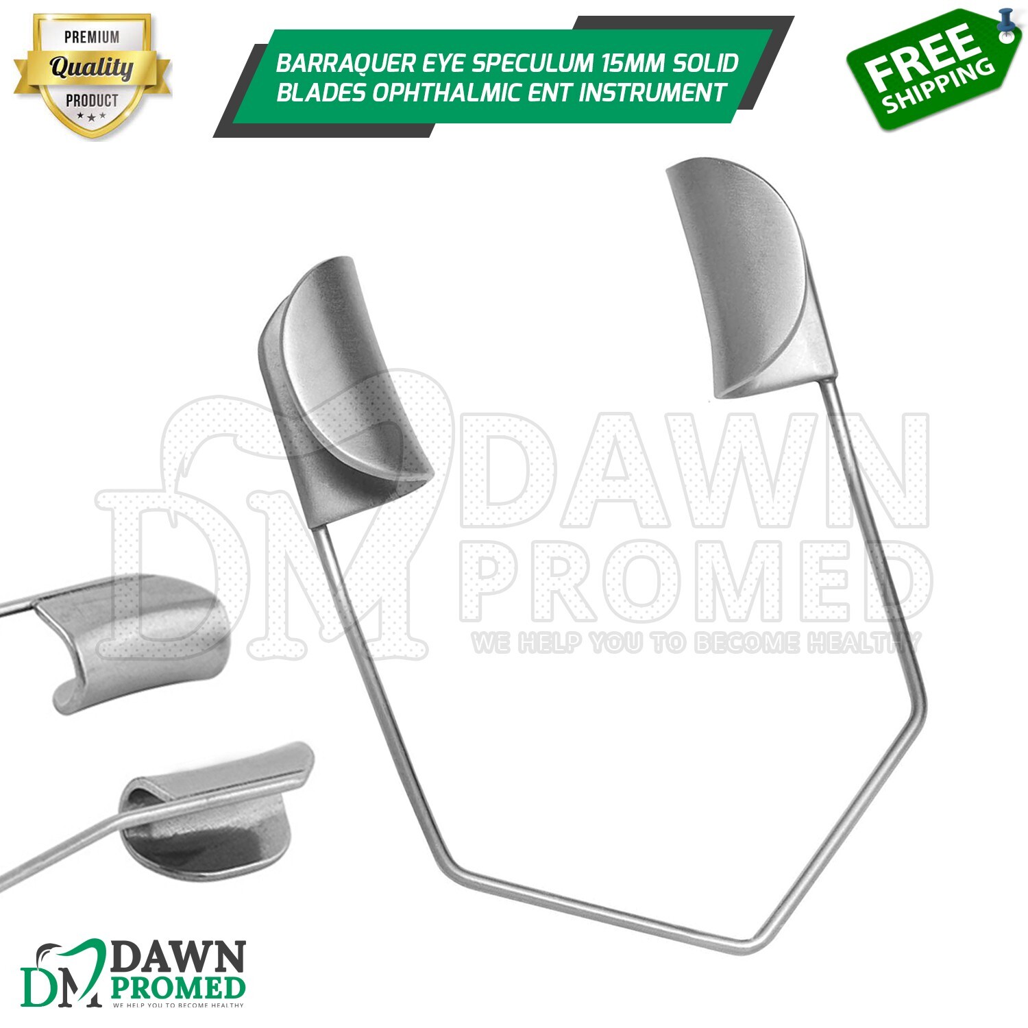Barraquer Eye Speculum 15mm Large Solid Blades Ophthalmic ENT Instrument
