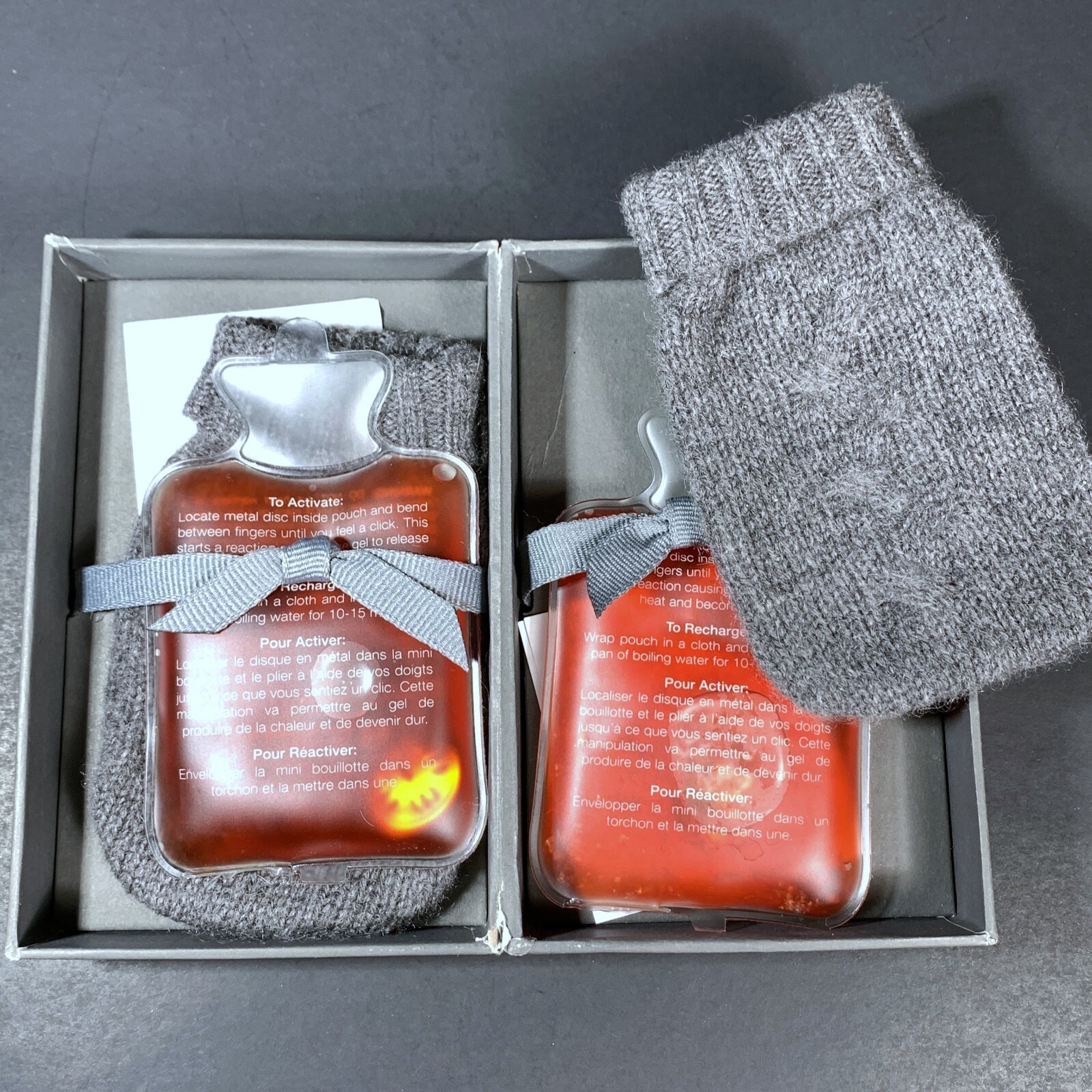 Restoration Hardware Mini Cashmere Hand Warmers Charcoal Gray Reusable One Pair