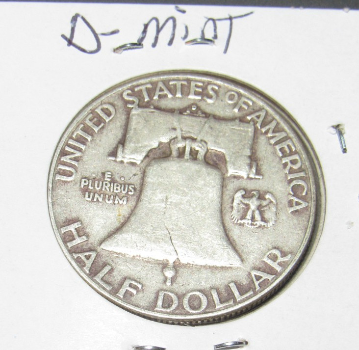 Silver 1950 d Denver Mint Franklin Silver Half Dollar 1/2 dollar .50 cents