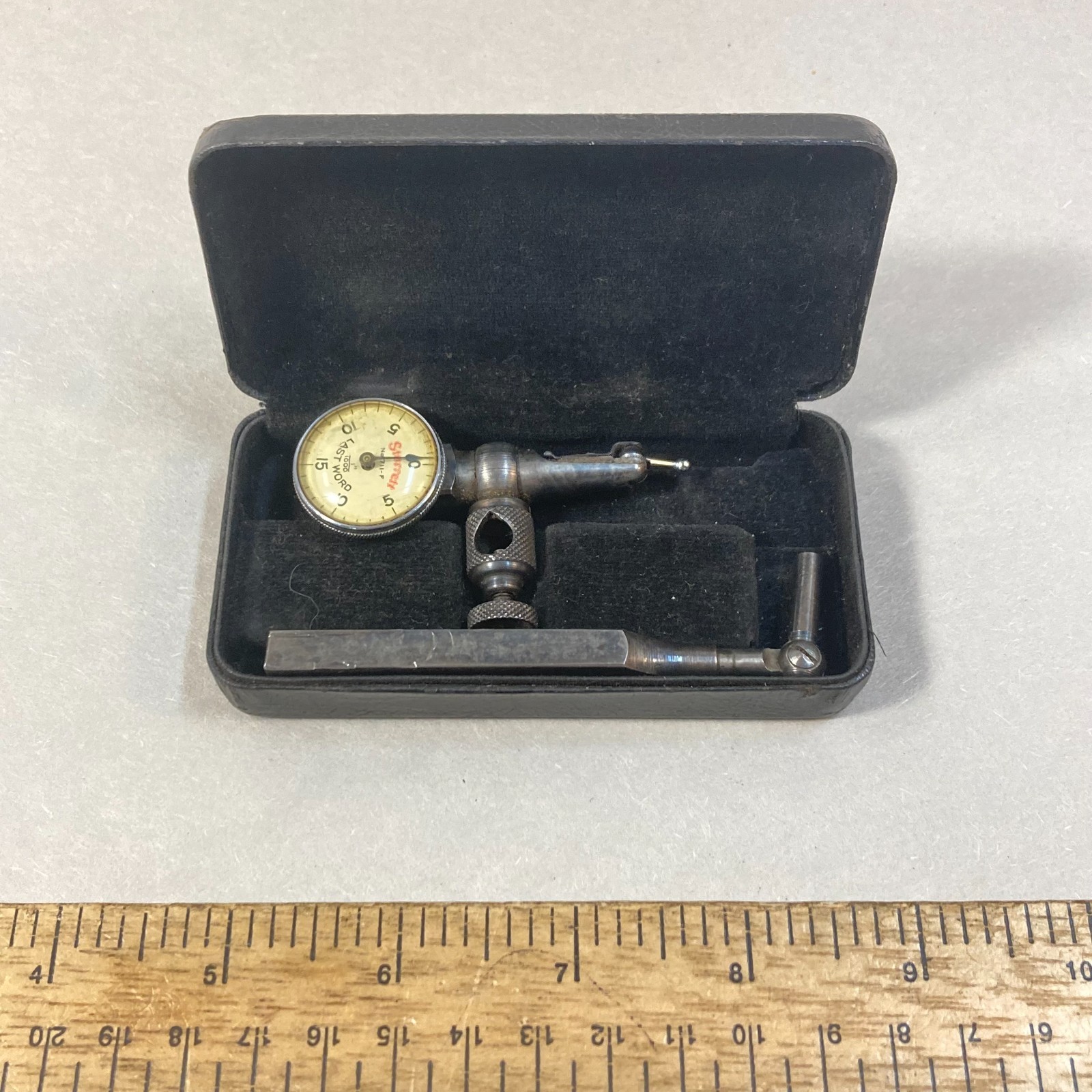 Starrett Last Word Dial Test Indicator .001" #711-F w/ Support Rod & Case USA