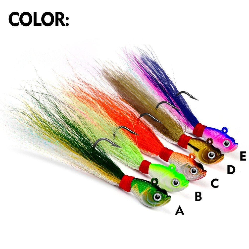 Barbed Metal Jig Fishing Hook for Pike Carp Sea Bass with Feather Tail Movement