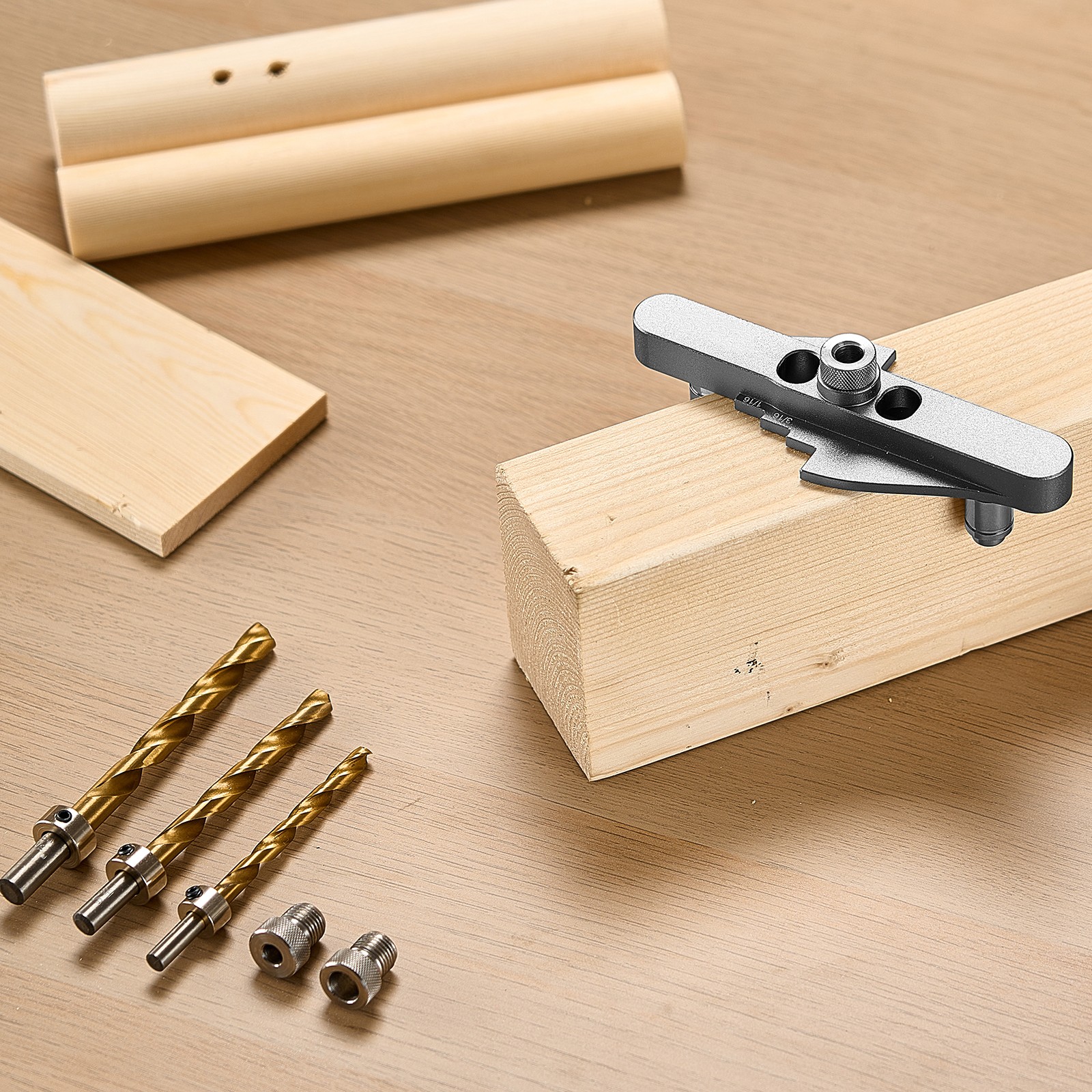 Uimoso Self-Centering Doweling Jig Kit for Woodworking with Drill Bits