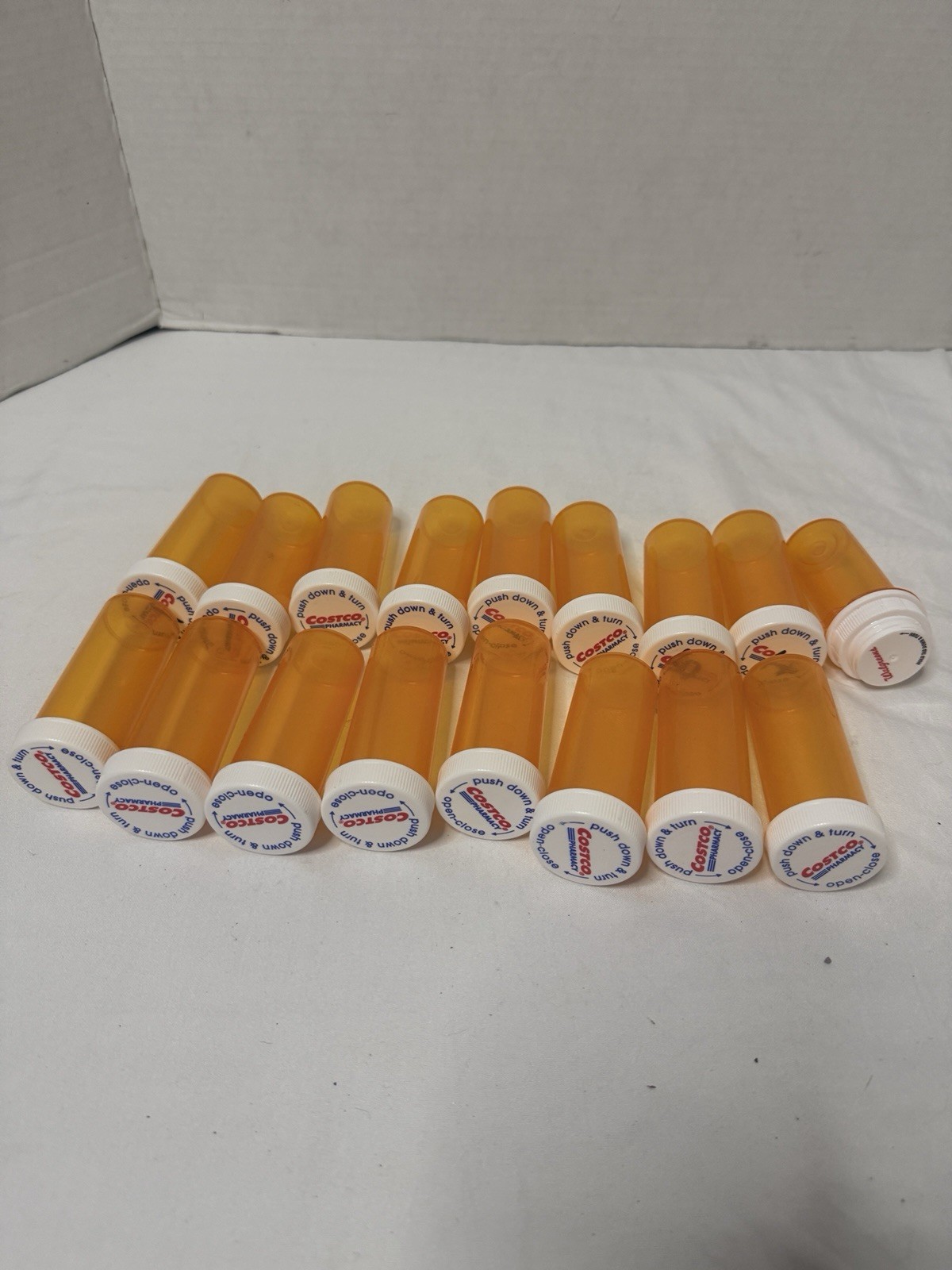 17 Empty RX Pill Bottles Crafts Storage Containers Repurpose Amber 3.5”