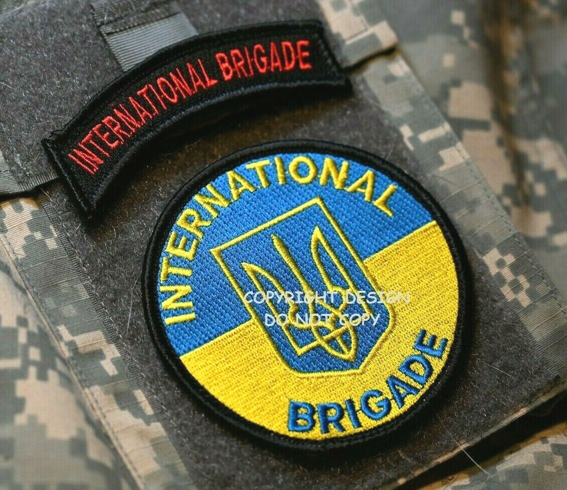 FREEDOM DEFENDER of KYIV vêlkrö 2-PC: UKRAINE INTERNATIONAL BRIGADE TAB + BADGE