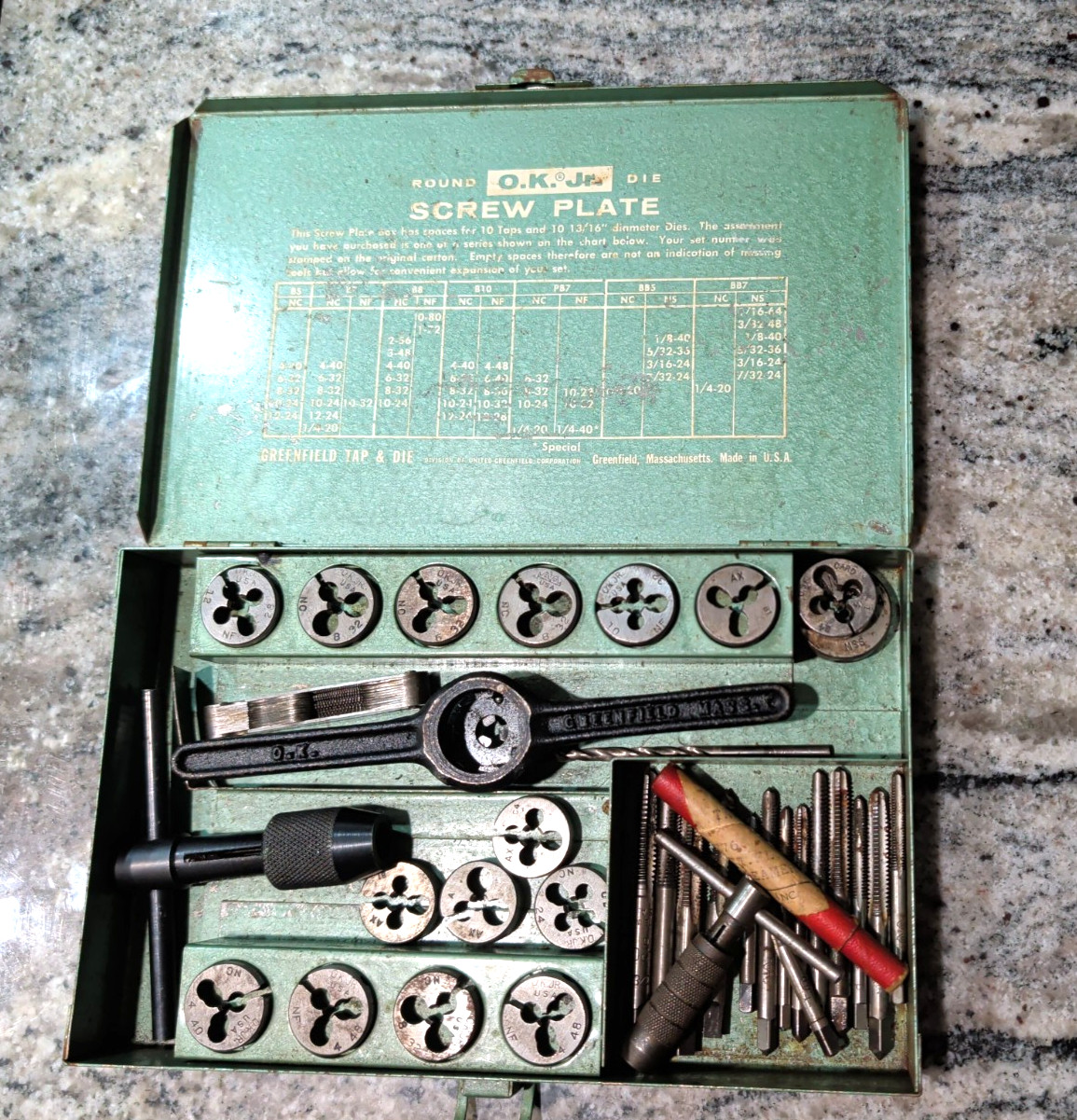 Greenfield OK Jr.Tap & Die Set  SAE