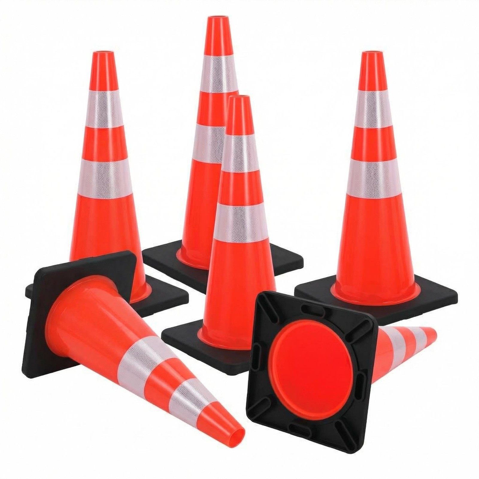 6Pack 28inch Orange PVC High-Performance Traffic Cone, Traffic Safety Cone