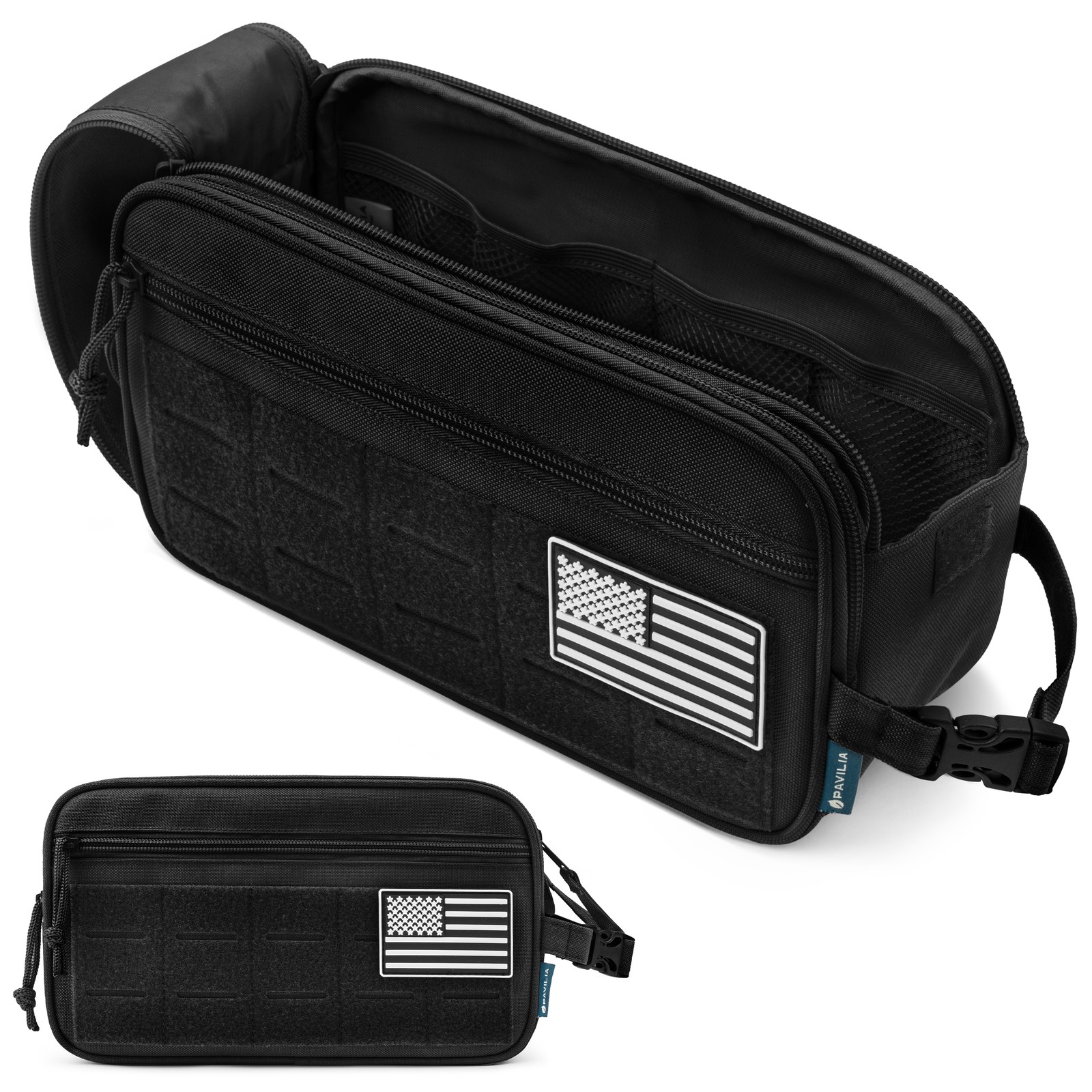 Mens Toiletry Bag Travel Organizer with Zipper Tactical Dopp Kit Case Military