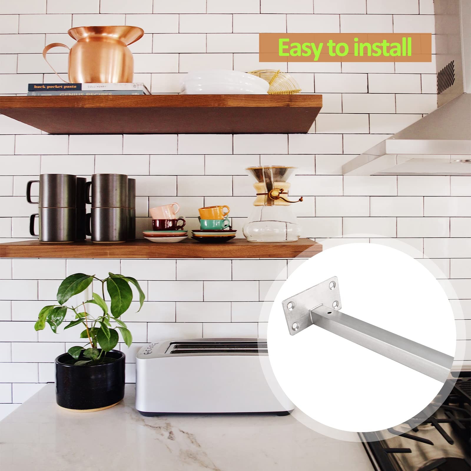 Luomorgo 10 Inch Floating Shelf Bracket, 4 Pcs, Silver Blind Shelf Support