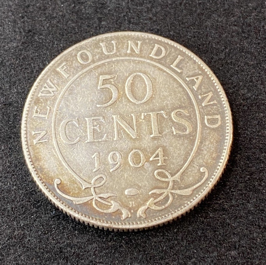 1904-H Newfoundland 50 Cents Half Dollar 0.9250 Silver ASW 0.3503 Oz Free Ship