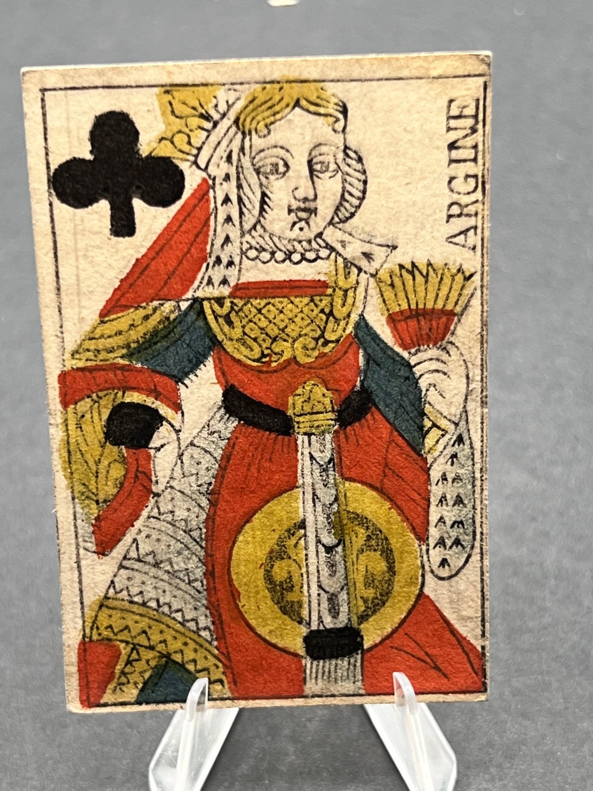 1685-1760 French Colonial Playing Card Money-Queen of Clubs-Writing On Back #2