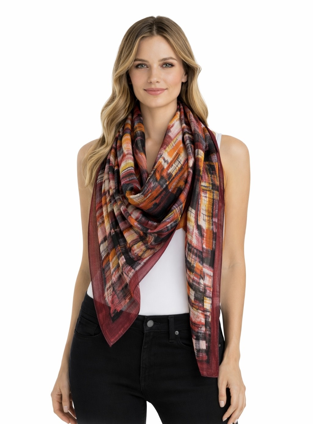 Missoni Red Brick Brushstroke Print Scarf
