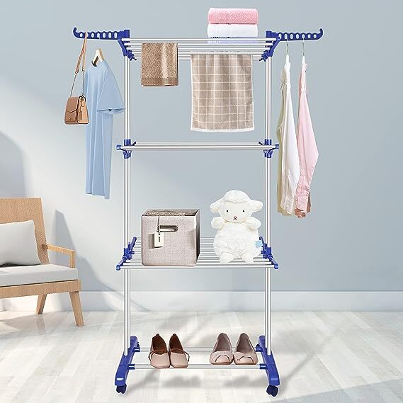 Heavy Duty Laundry Clothes Drying Rack Folding Rolling Dryer Hanger Portable USA