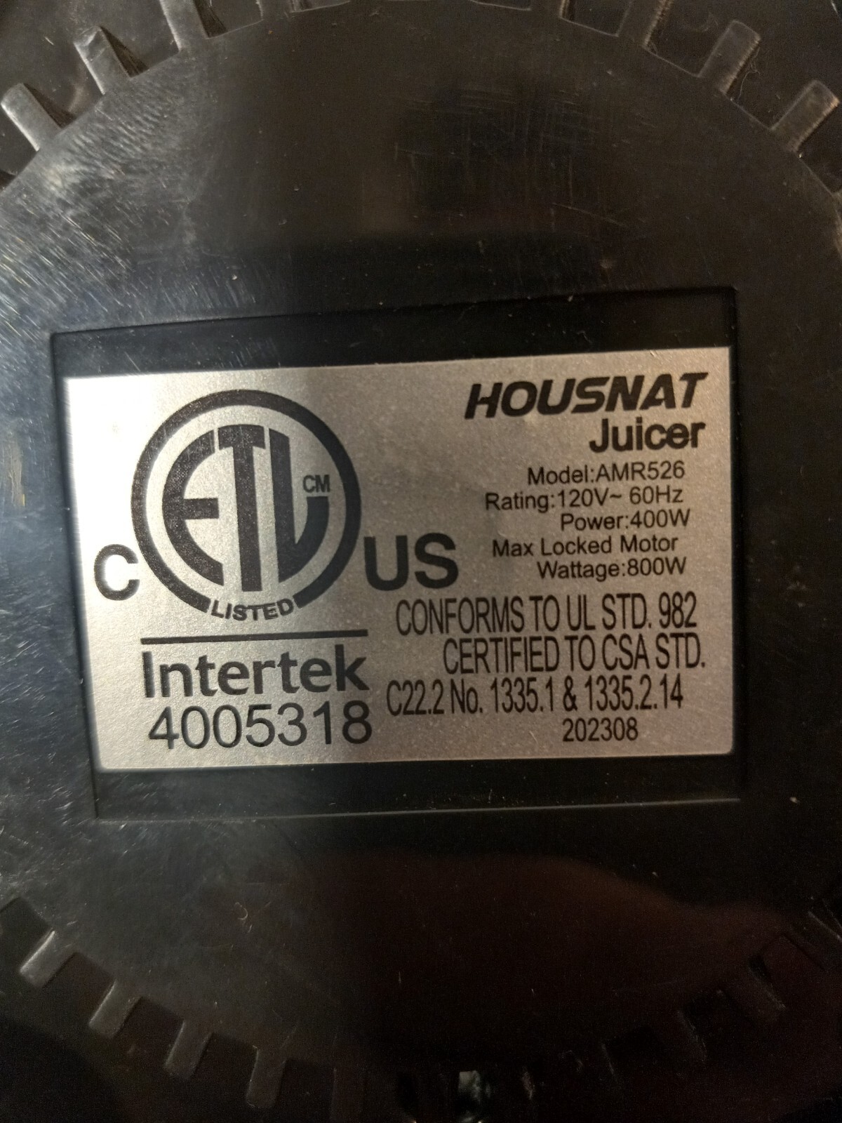 Housnat Juicer AMR526 400W ***** BASE ONLY