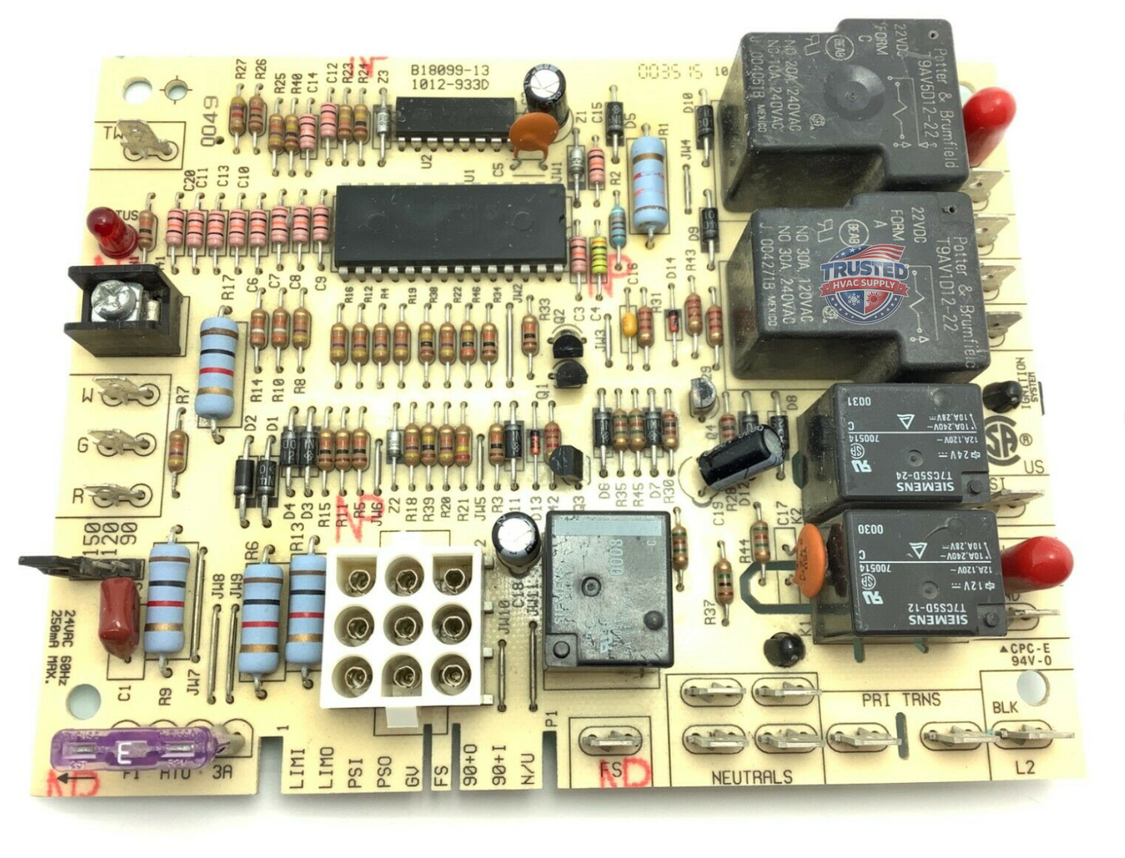 B18099-13 TESTED W/ NEW MOUNTING PEGS 1012-933 Furnace control board 1012-933d