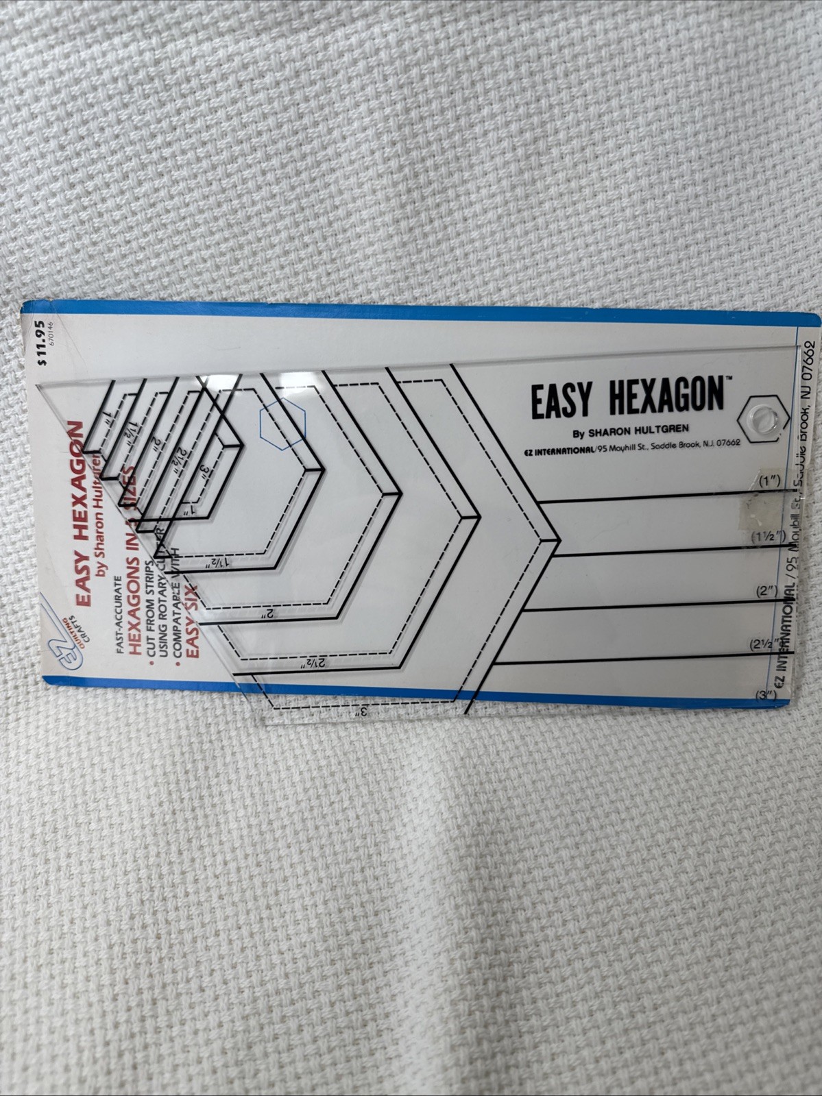 EZ Quilting Template Easy Hexagon in 5 sizes  # 670146 By Sharon Hultgren