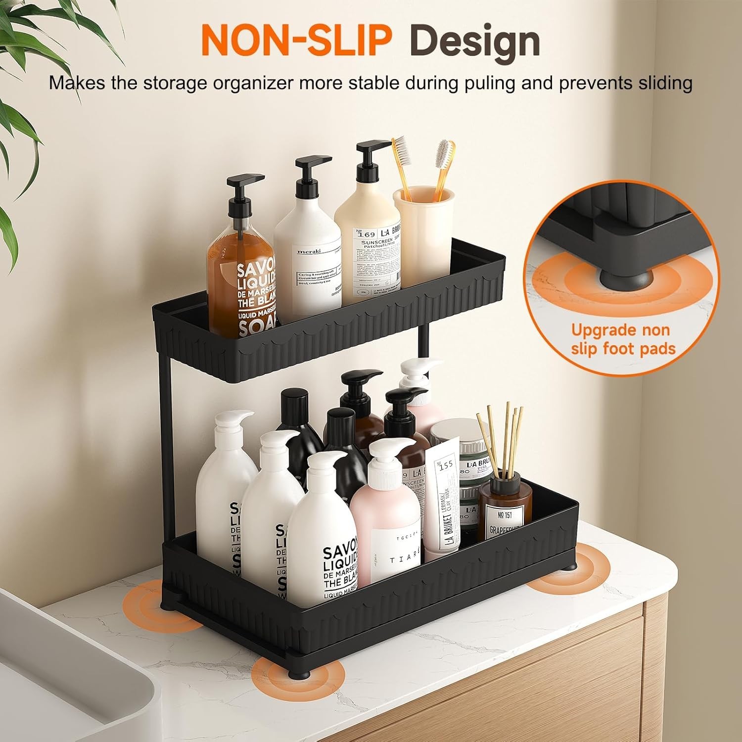 3 Pack Multi-Purpose Pull-Out Storage Organizers 2-Tier L-Shaped Under