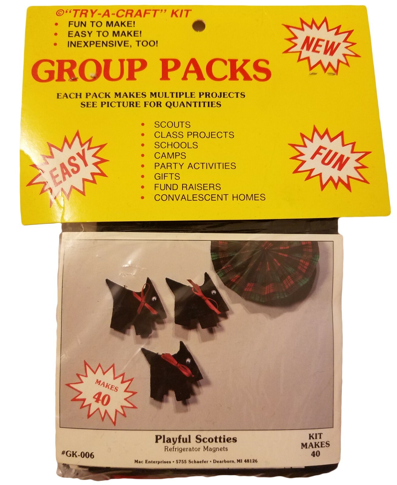 Playful Scotties Dog Magnets Kids' Group Craft Kit VTG Merri Mac Enterprises