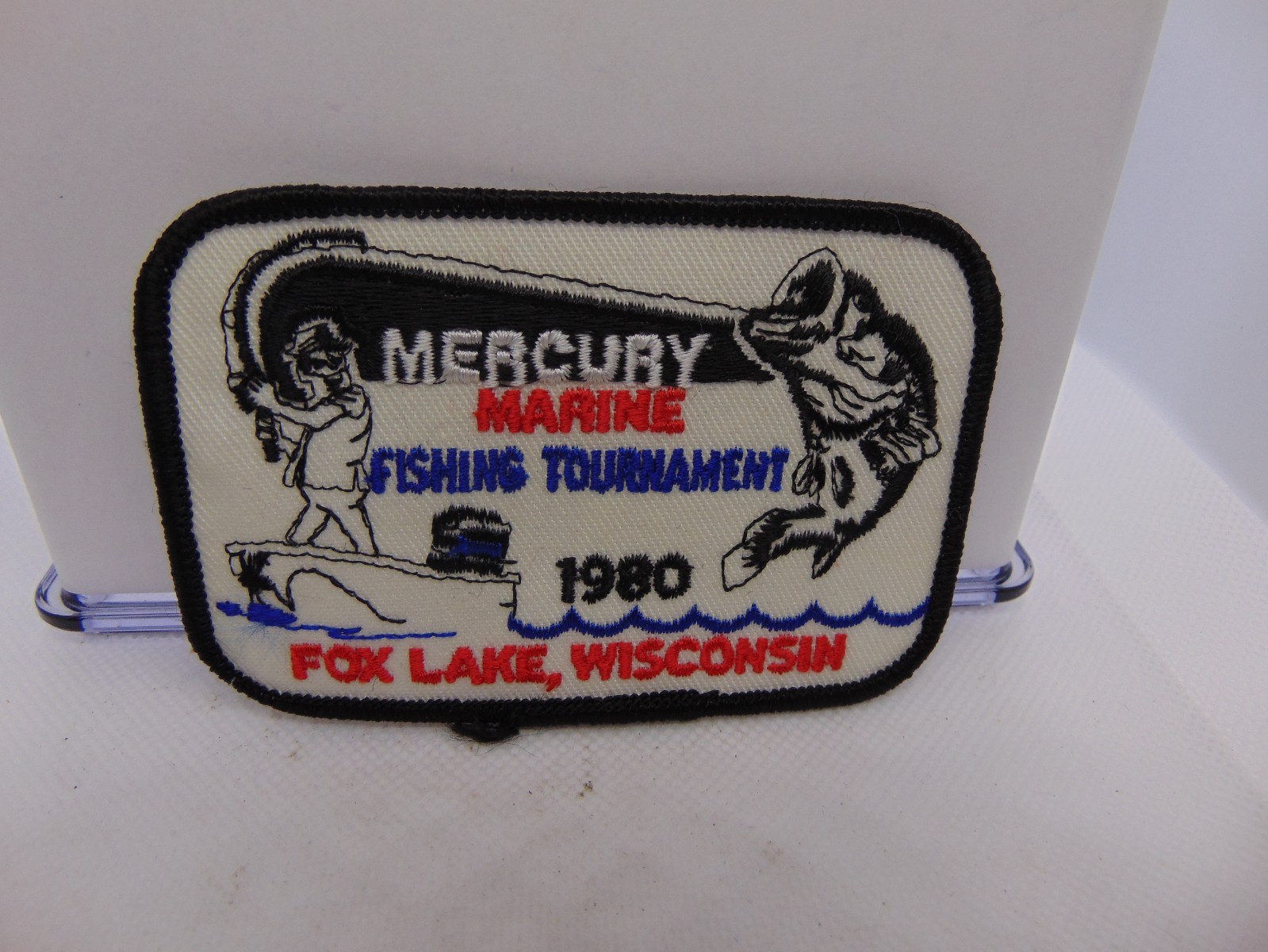 Vintage 1980 Embroidered Patch Mercury Marine Fishing Tournament Fox Lake Wi.