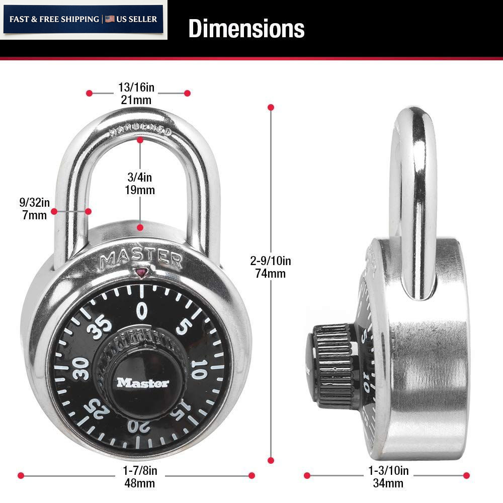 Master Lock Black Gym Locker Combination Padlock, Indoor 2 Pack,