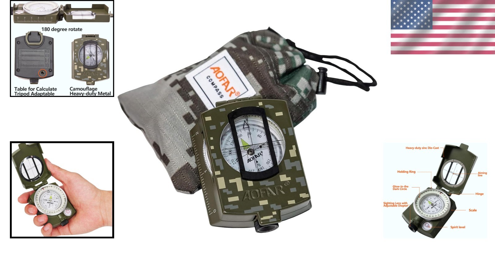 Rugged AF-4580 Lensatic Compass with Map Measurer - Waterproof & Shakeproof