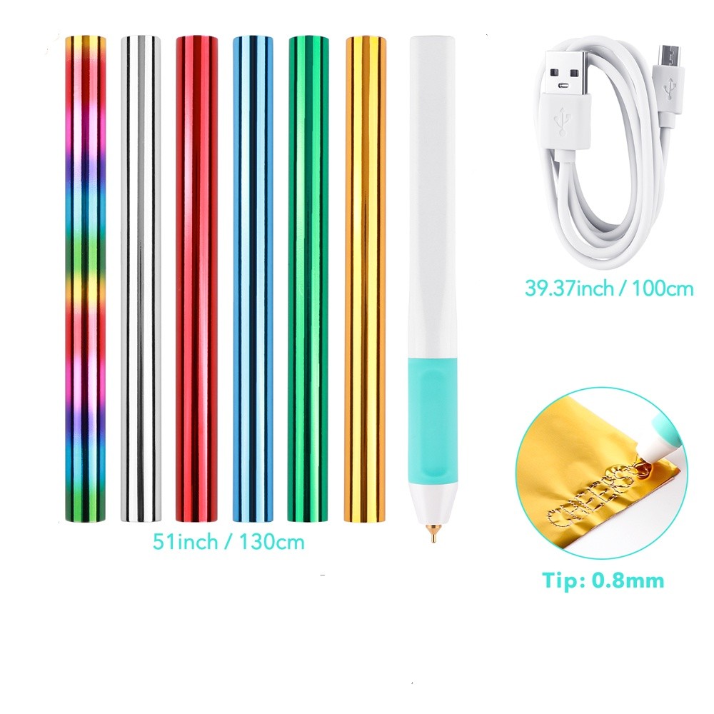 0.8mm Tip USB Hot Foil Pen Heat Active Pen With Foil Rolls For Craft Card Making