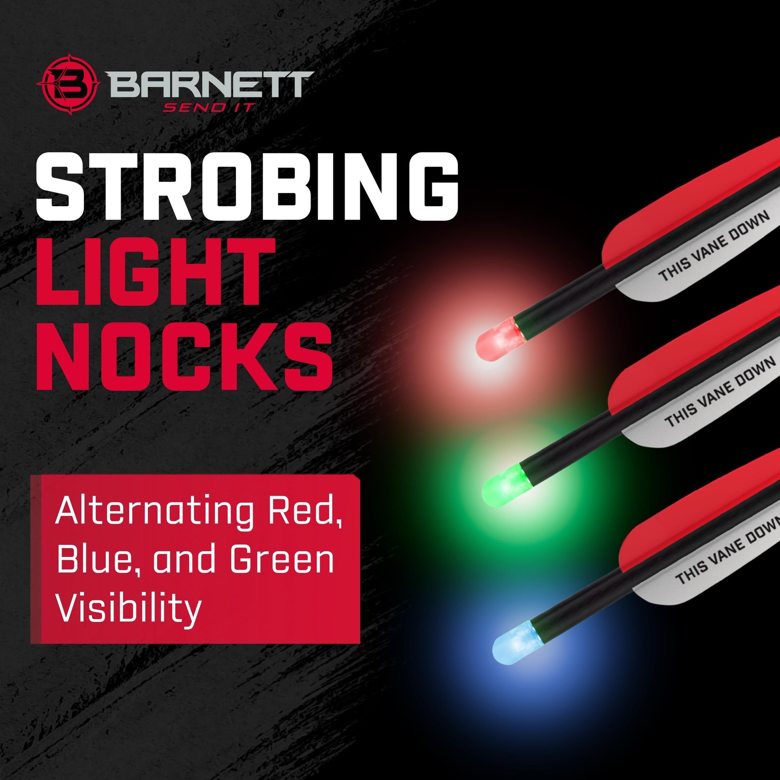BARNETT - Carbon Headhunter Lighted Strobe Crossbow Arrows - Multicolor Strob...