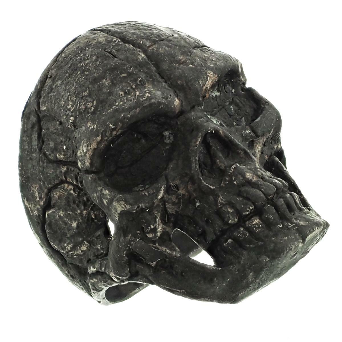 Mens Masonic Skull Dark Raw Patina Handmade 925 Sterling Silver Biker Ring
