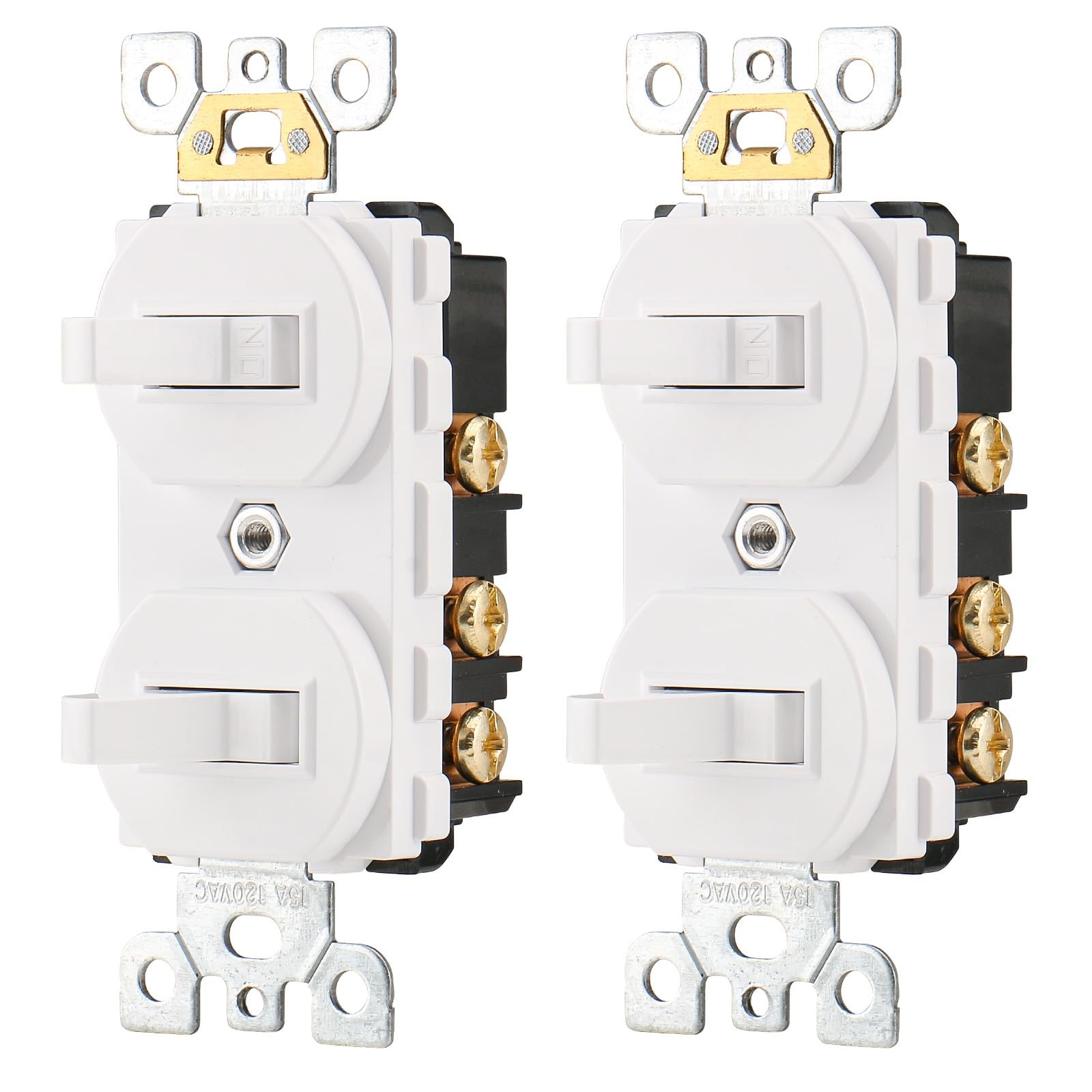 2Pack Double Toggle Switch, 15 Amp 120V, 2in1 Combination Light Switc...