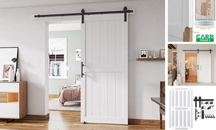 36''x84'' Sliding Barn Door with 6.6ft Barn Door Hardware Kit Included,