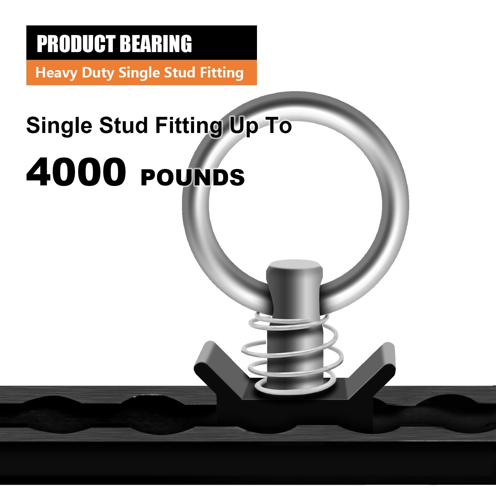 SALUINOKI 8Pack L Track Single Stud Fitting with Round Ring Black, 8SO, Black