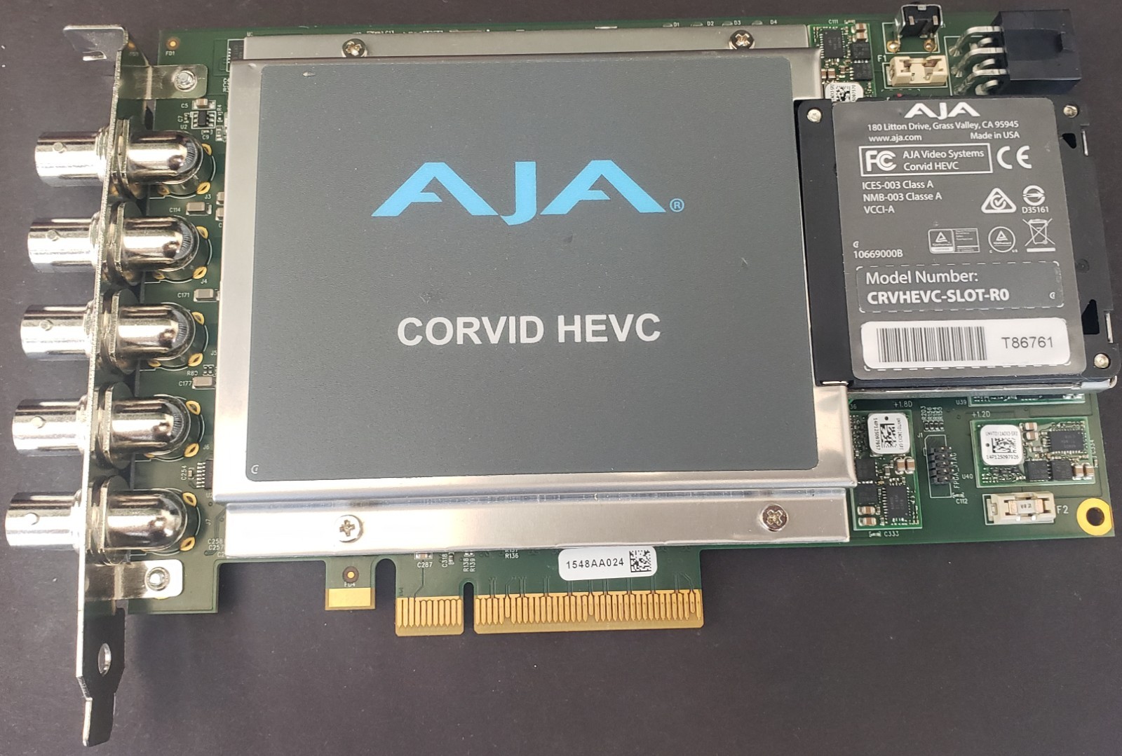 Corvid HEVC is a 8-lane PCIe 2.0 video encoder card; at 4K 1080P CRVHEVC-SLOT-RO