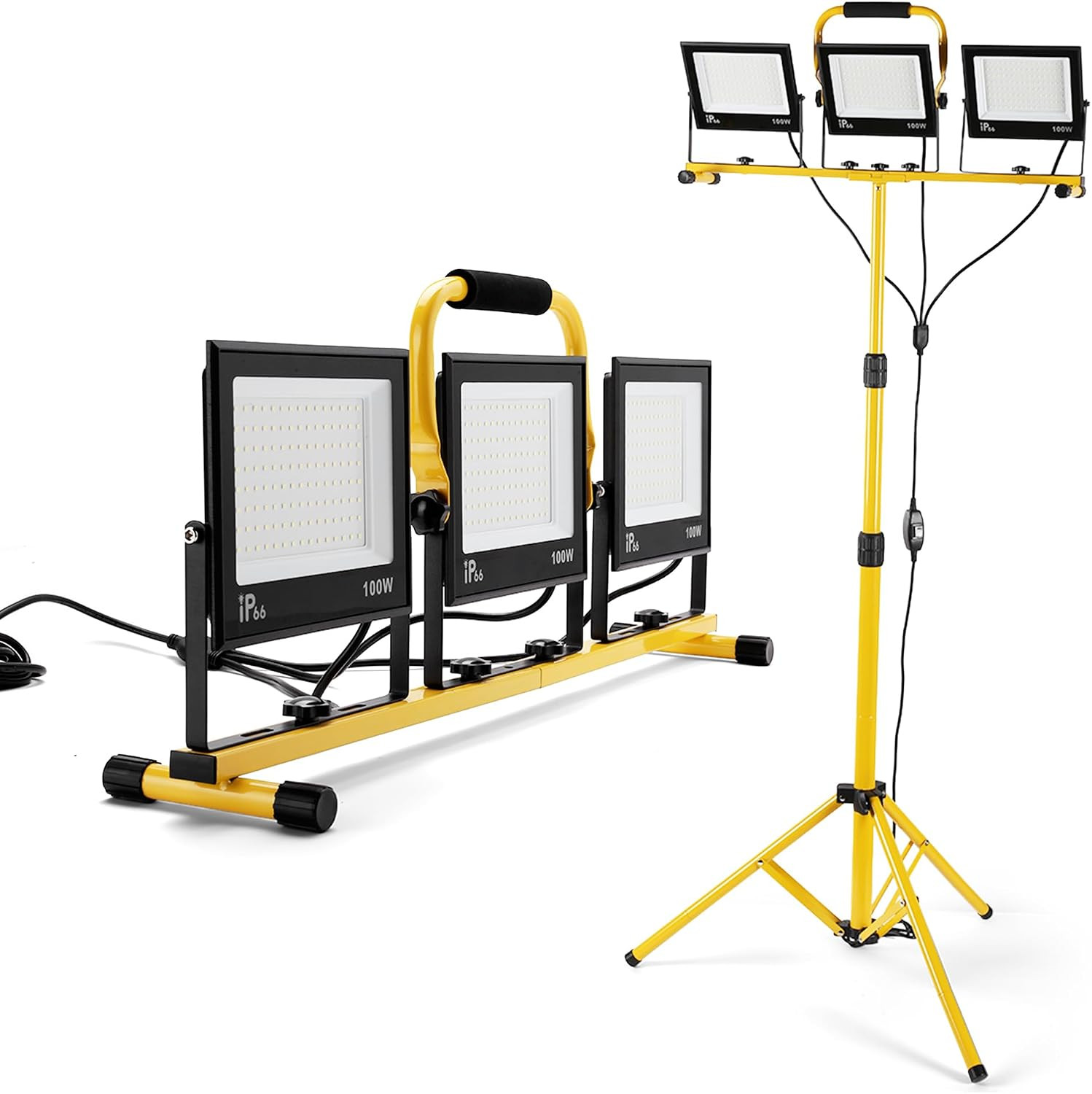 30000 Lumen Work Lights with Stand, 3 Adjustable Head LED Work Light, with Adjus