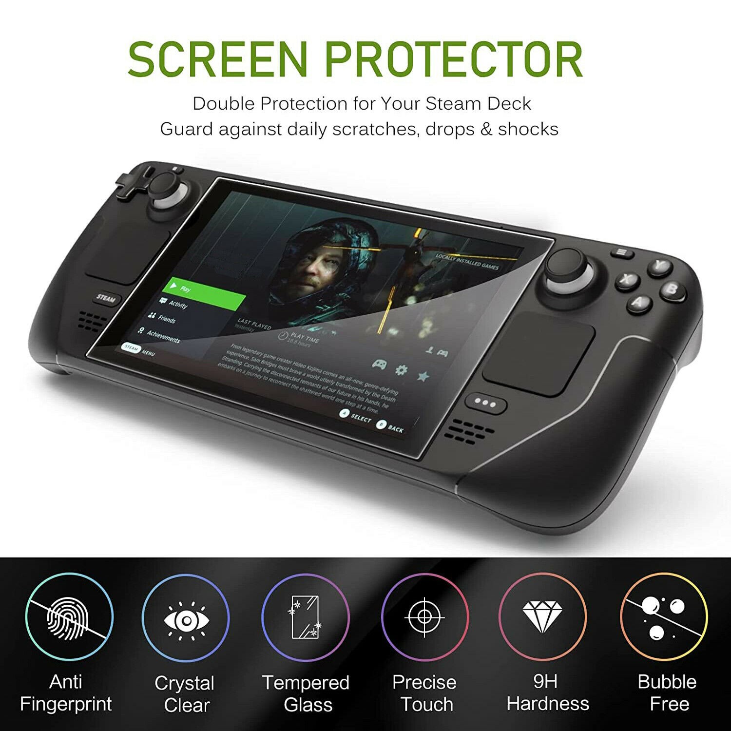 2Pcs 9H Anti-Scratch Tempered Glass Screen Protector for Steam Deck Game Console