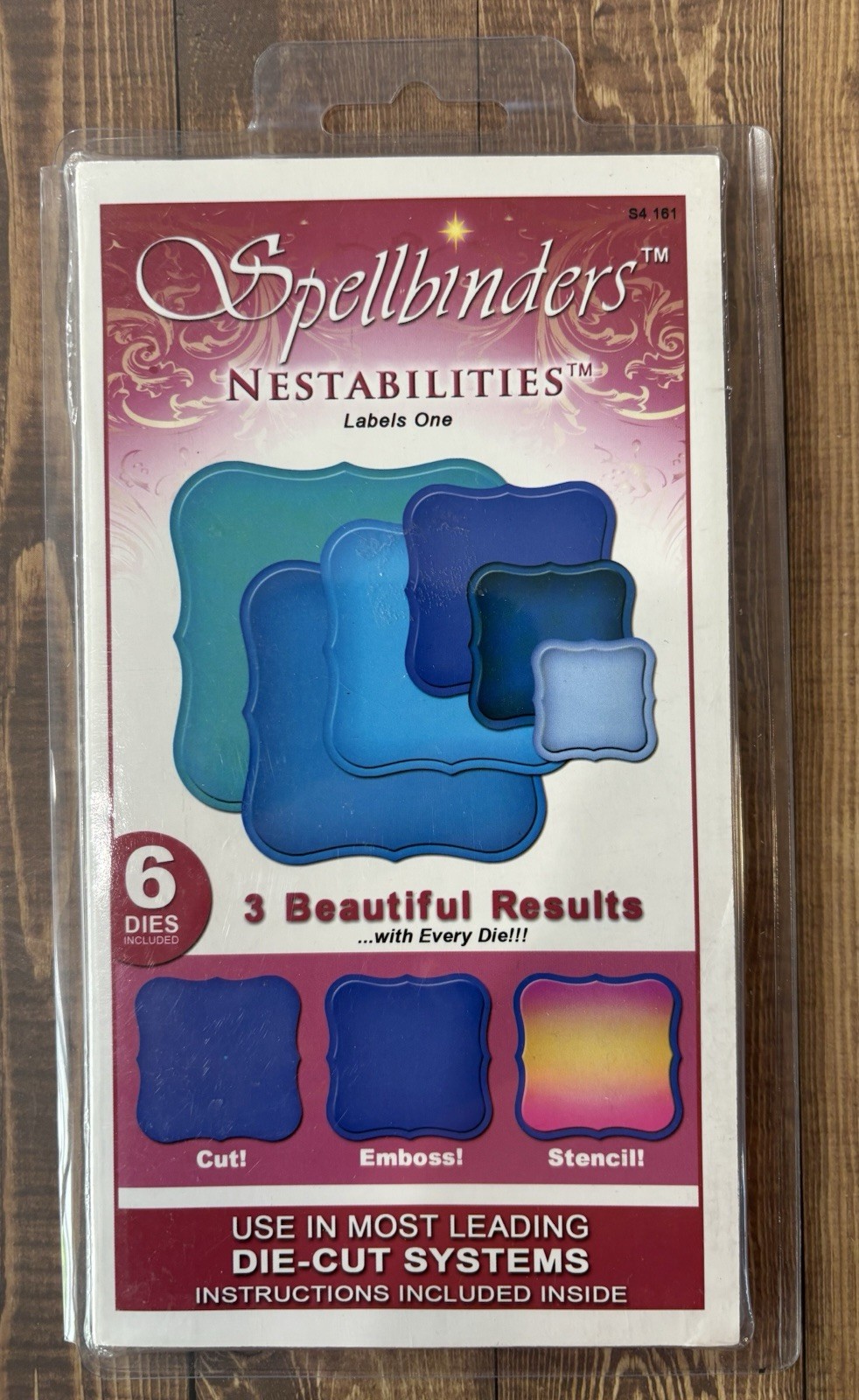 Spellbinders Nestabilities “Labels One” #S4-161, 6 Dies, Cut, Emboss, Stencil